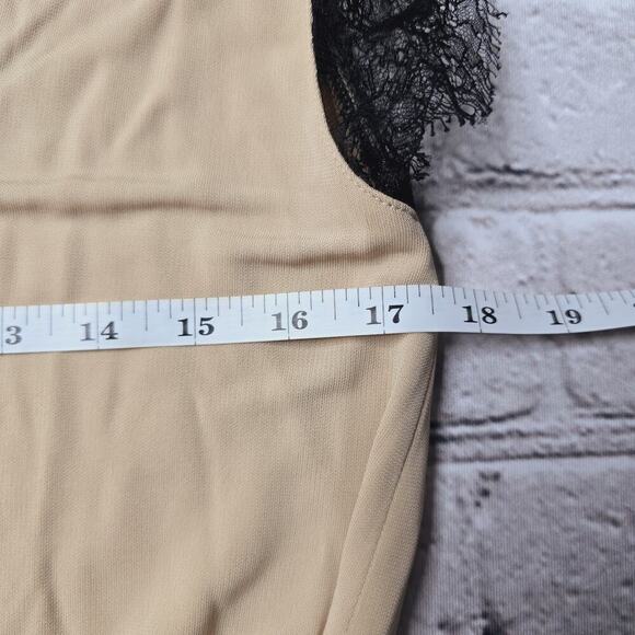 La Perla Slip Style Blush Beige Cream Black Lace Sleeve Wrap Waist Dress New 44 - Picture 8 of 11